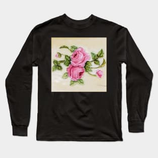 Pink Roses Victorian Wall Tile Long Sleeve T-Shirt